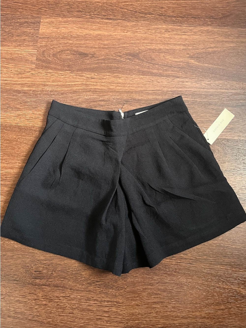 Sophie Rue Black High-Waist Pleated Shorts